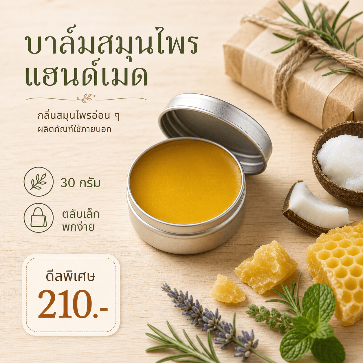 บาล์มสมุนไพรแฮนด์เมด