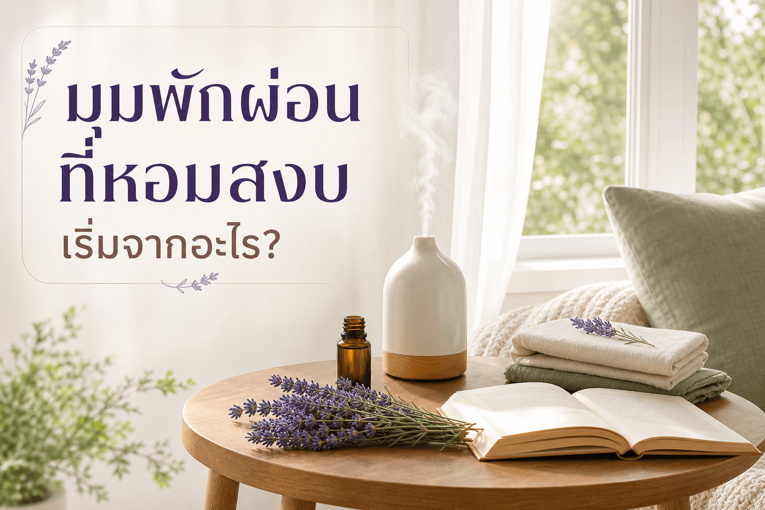 จัดมุมพักผ่อนด้วยน้ำมันหอมระเหยลาเวนเดอร์และกลิ่นธรรมชาติ